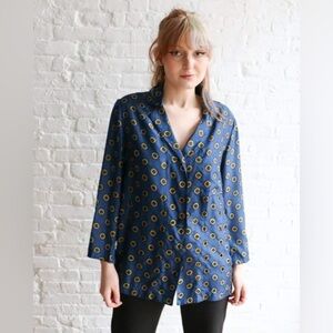 Dries van noten printed button up blouse size medium